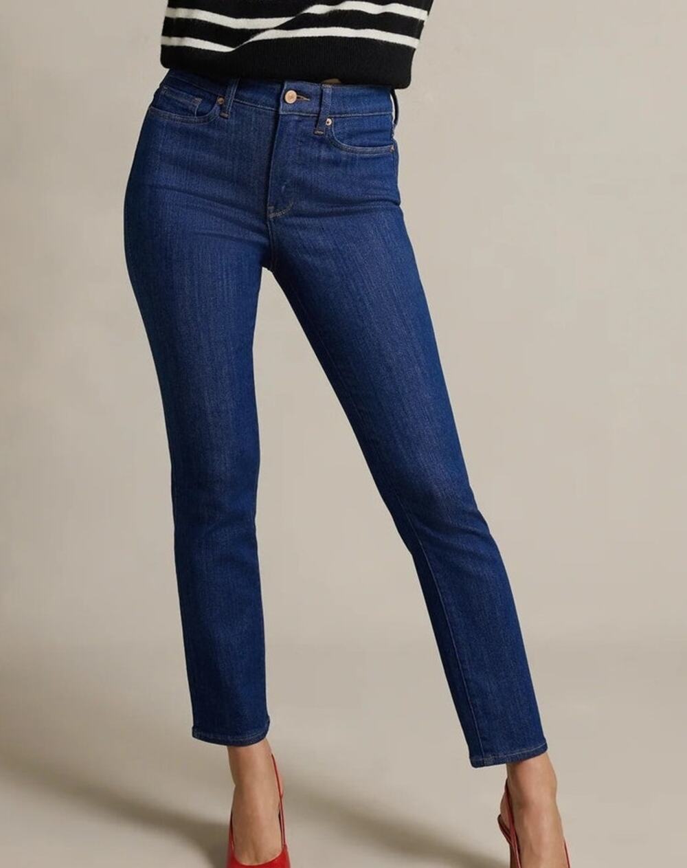 NYDJ Sheri Slim Straight Jeans Womens Size 8 Blue Denim Stretch Classic Fall